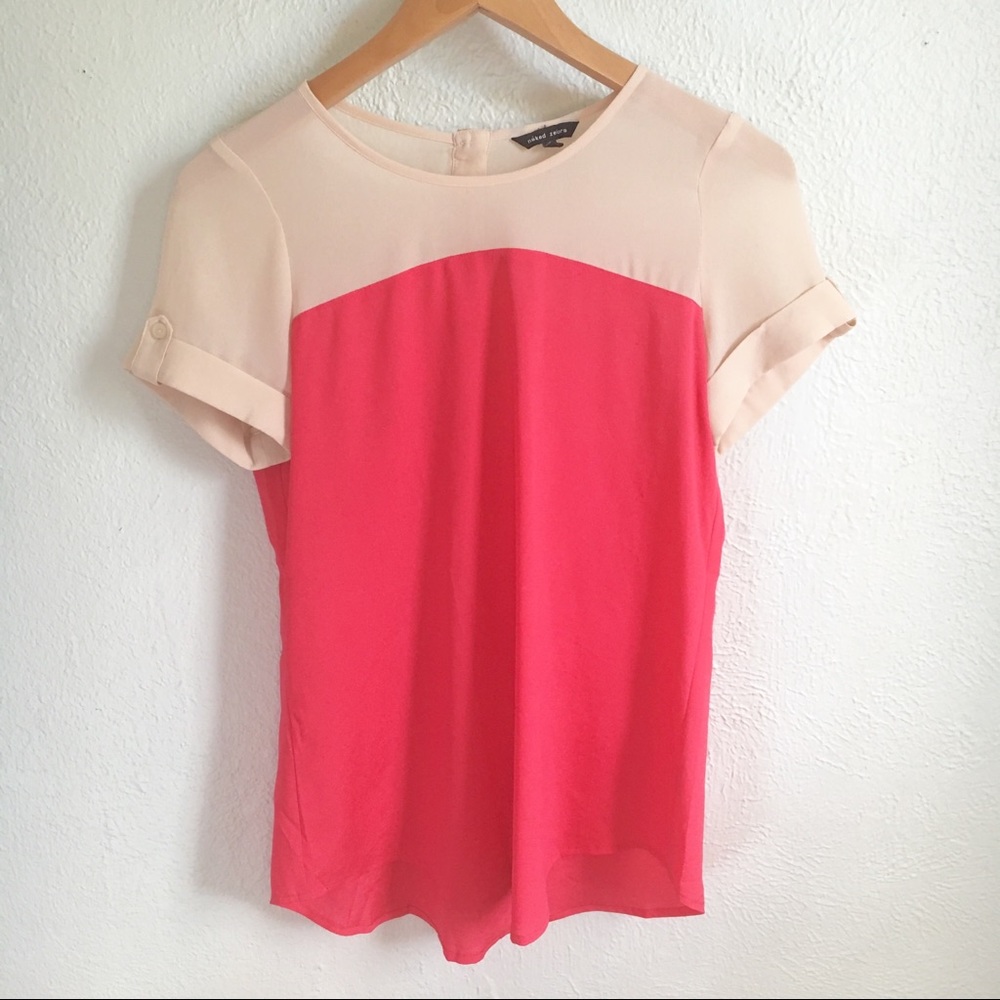 Naked Zebra cream shimmery pink Colorblock Top